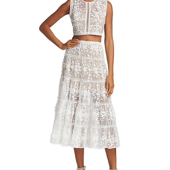 Elegant White Lace Two-Piece Set